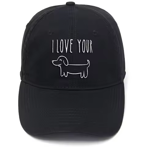 Lyprerazy I Love Your Wiener Dog Washed Cotton Adjustable Flock Printing Funny Gifts Baseball Cap
