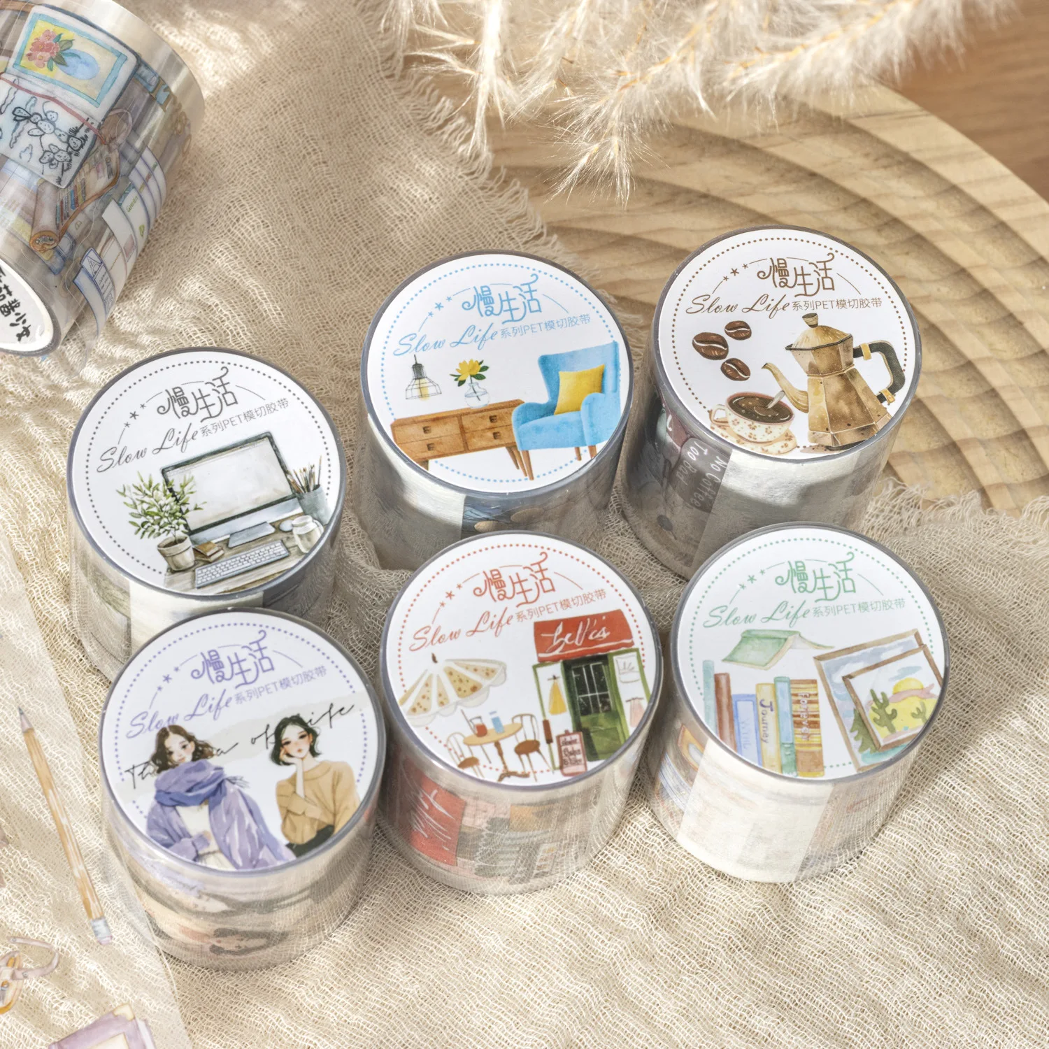 

1pcs/1lot Decorative Adhesive Tapes slow living Junk Journal DIY Paper Japanese Masking Scrapbooking Stickers