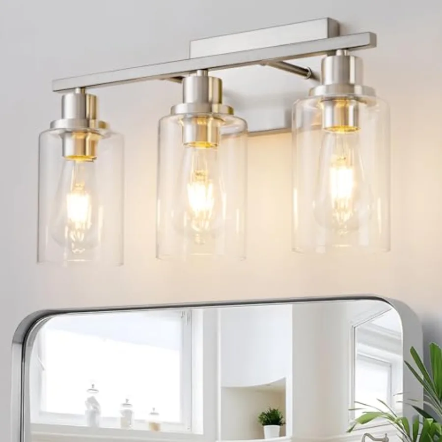 

3 Light Bathroom Light Fixtures Brushed Nickel Vanity Light Over Mirror Modern Farmhouse Wall Lighting Sconces Wall Lamp for Ba
