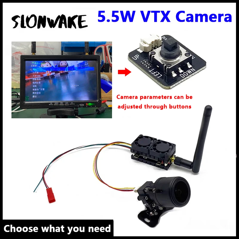 Over 50Km Range 5.8G 56CH 7 inch IPS monitor and 5.5W Wireless FPV Transmitter launcher with 2.8-12mm focus camera for RC Parts