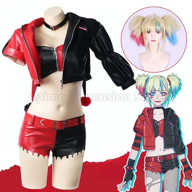 

Harleen Quinzel Cosplay Costumes Wig Anime Suicide Uniform Female Squad Quinn Halloween Carnival Party Dresses