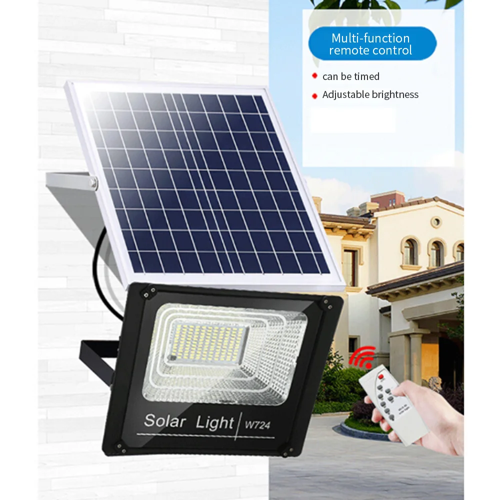 50W LED Outdoor Garden Solar Light With Panel 3 Meters Cable Floodlight Waterproof Wall Lamp Lawn Night Lighting