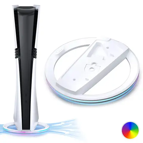 PS5 슬림/PS5 프로 데스크탑 베이스에 적합한 빠른 탈착식 수직 브래킷, RGB 조명 브래킷 포함 PS5 액세서리