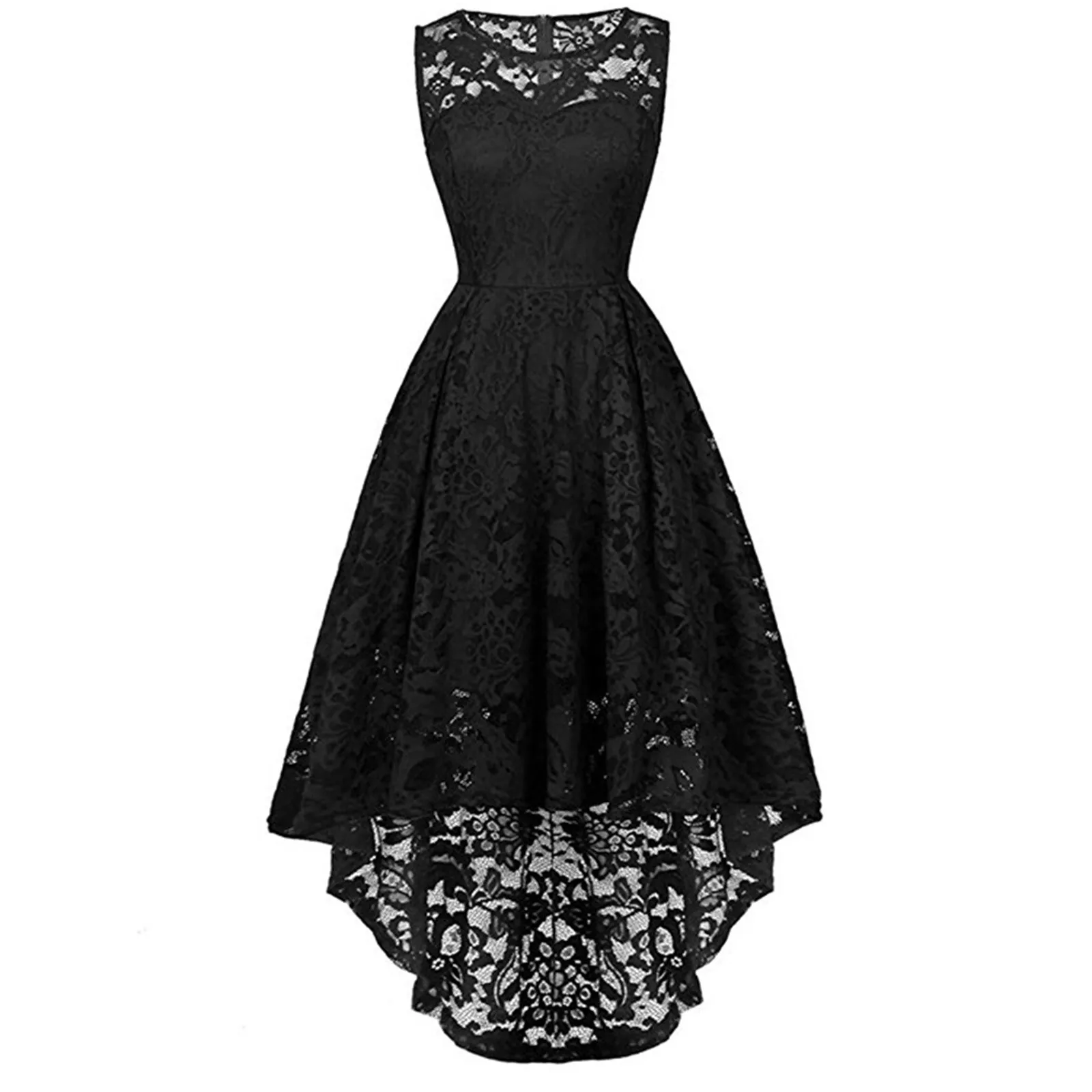 Dresses For Women 2024 Female's Halter Floral Lace Irregular Hem Sleeveless See Through Gown Prom Cocktail Party Dress Vestidos