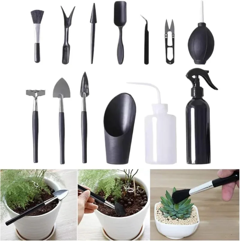 Succulent Tool Kit 15Pcs Mini Handheld Bonsai Tree Bonsai Kit Set Transplanting Watering Trimming Gardening Tools For Plant Care