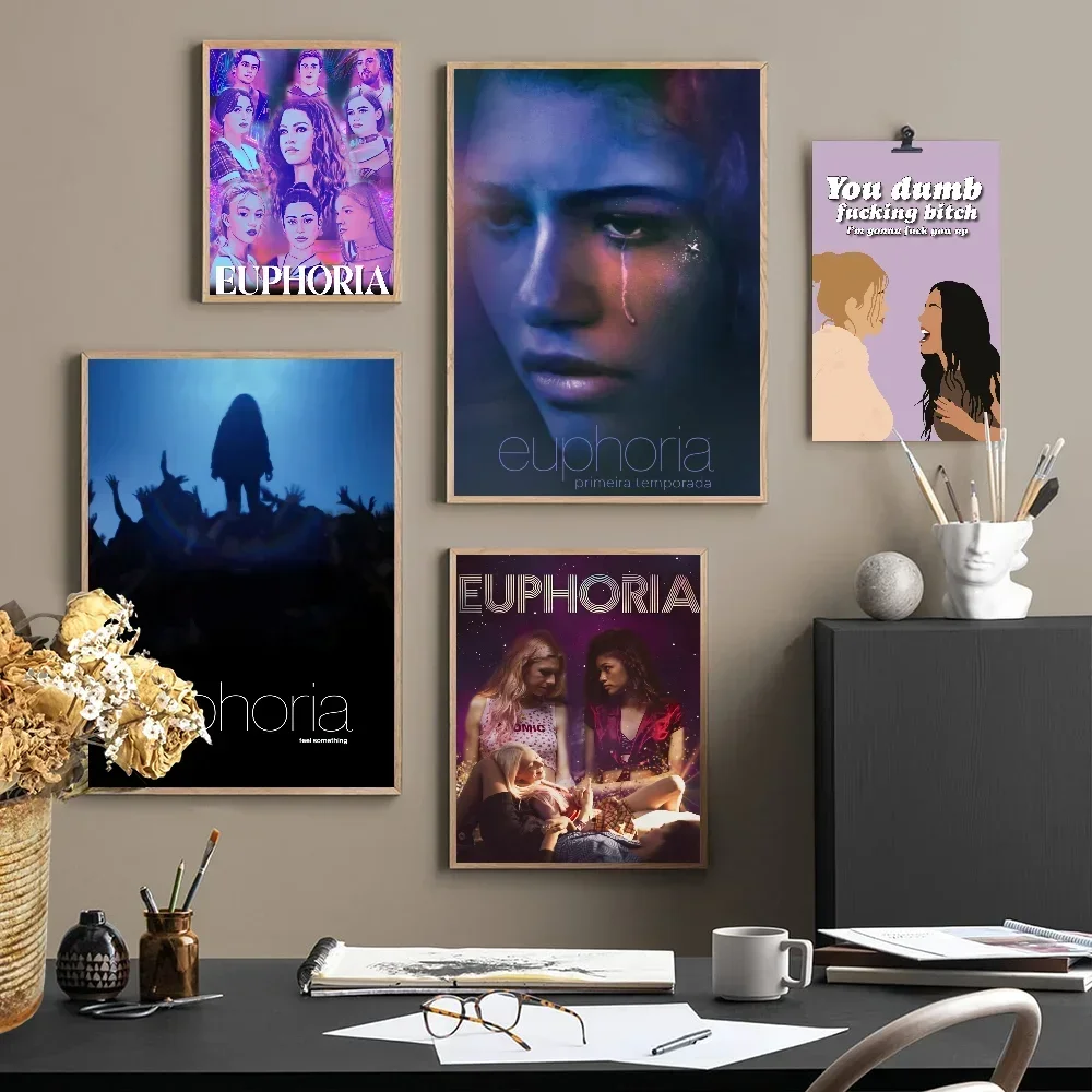 Trendy TV Euphoria Rue Jules Classic Vintage Posters Waterproof Paper Sticker Coffee House Bar Home Decor