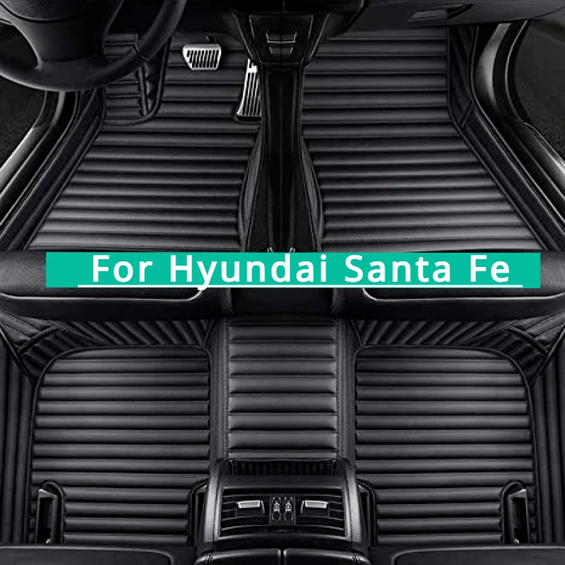 Custom Car Floor Mats For Hyundai Santa Fe 2000-2020-2024 Waterproof Interior Accessories Rubber Auto leather Carpet Rugs Foot