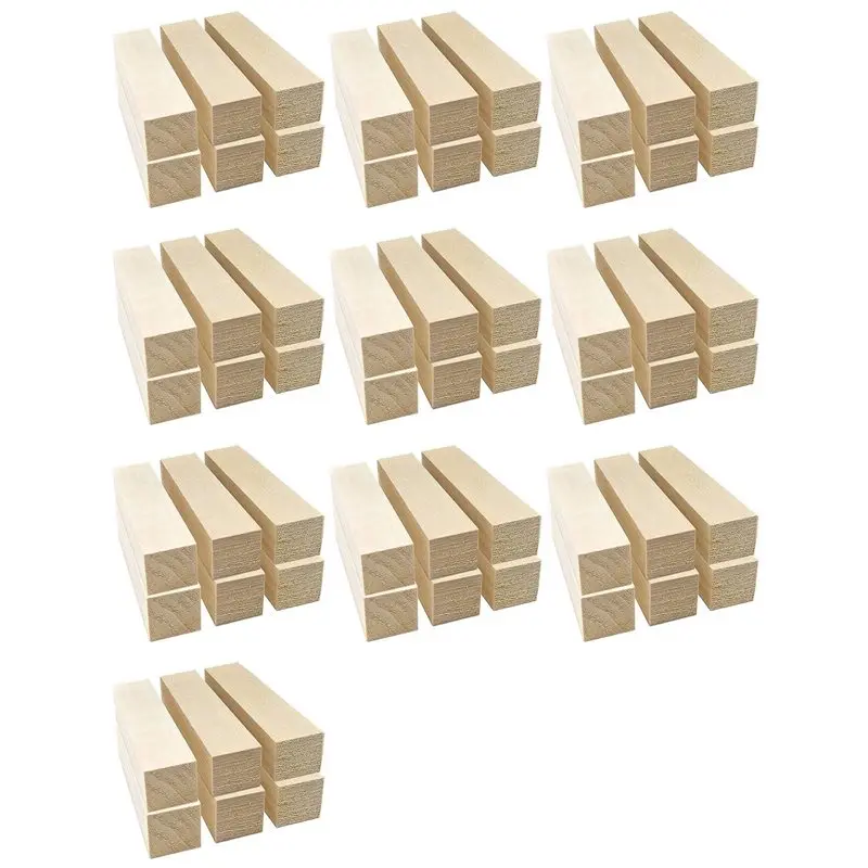 A96I-60Pcs Basswood Carving Blocks For Wood Beginners Carving Hobby Kit DIY Carving Wood