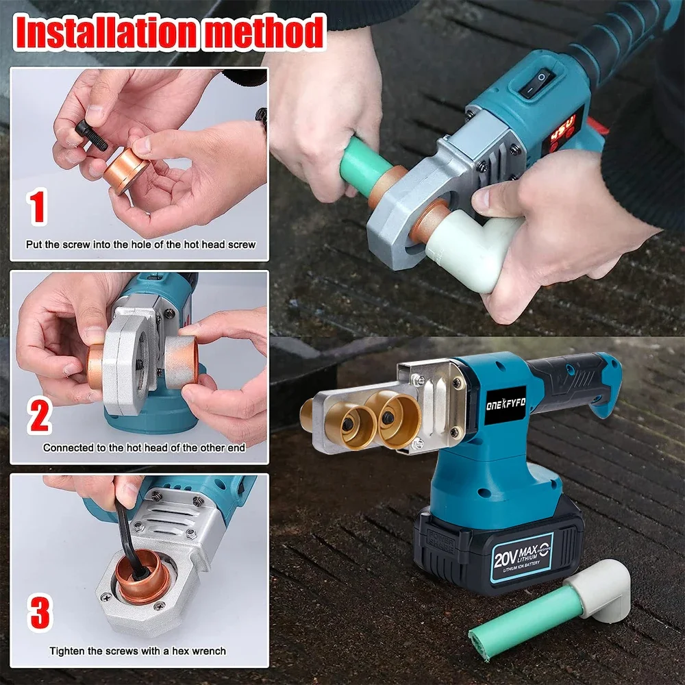 Cordless Electric Pipe Welding Machine Fuser PPR PE Soldering Iron Plastic Tube PP Heating Hot Melt Tools For Makita 18V Battery