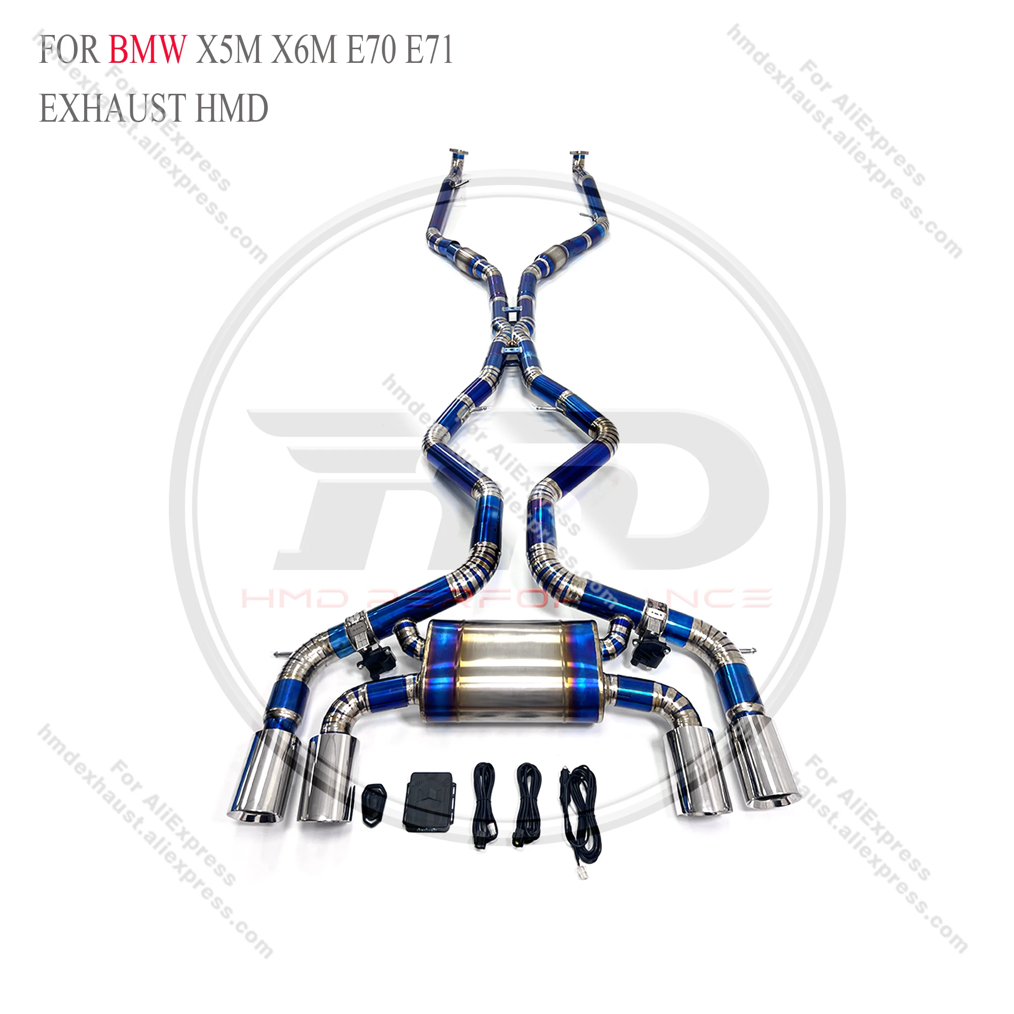 

HMD Titanium Exhaust System Performance Catback for BMW X5M X6M E70 E71 4.4T 2009-2014 Muffler With Valves And Tips