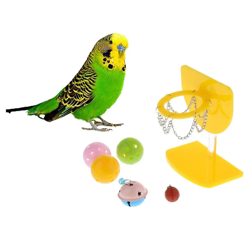 Pet Birds Chew Toy Parakeet Parrot Balls Toys Birdie Basketball Hoop Props