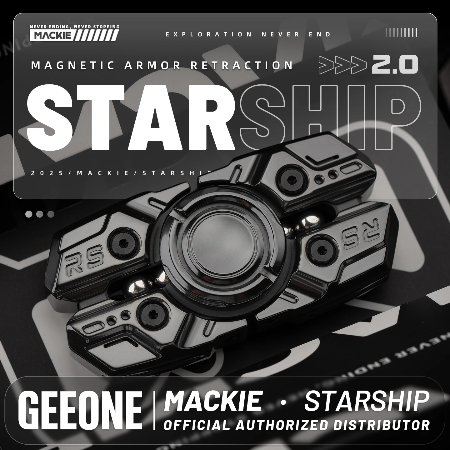 Mackie Starship Fidget spinner EDC juguetes antiestrés de metal para adultos