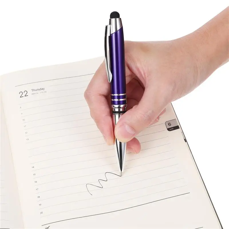 2 قطعة قلم حبر جاف LED من ToyvianCreative قلم كتابة معدني عملي لوازم مكتبية متوهجة للمكتب والمدرسة (أسود) #3