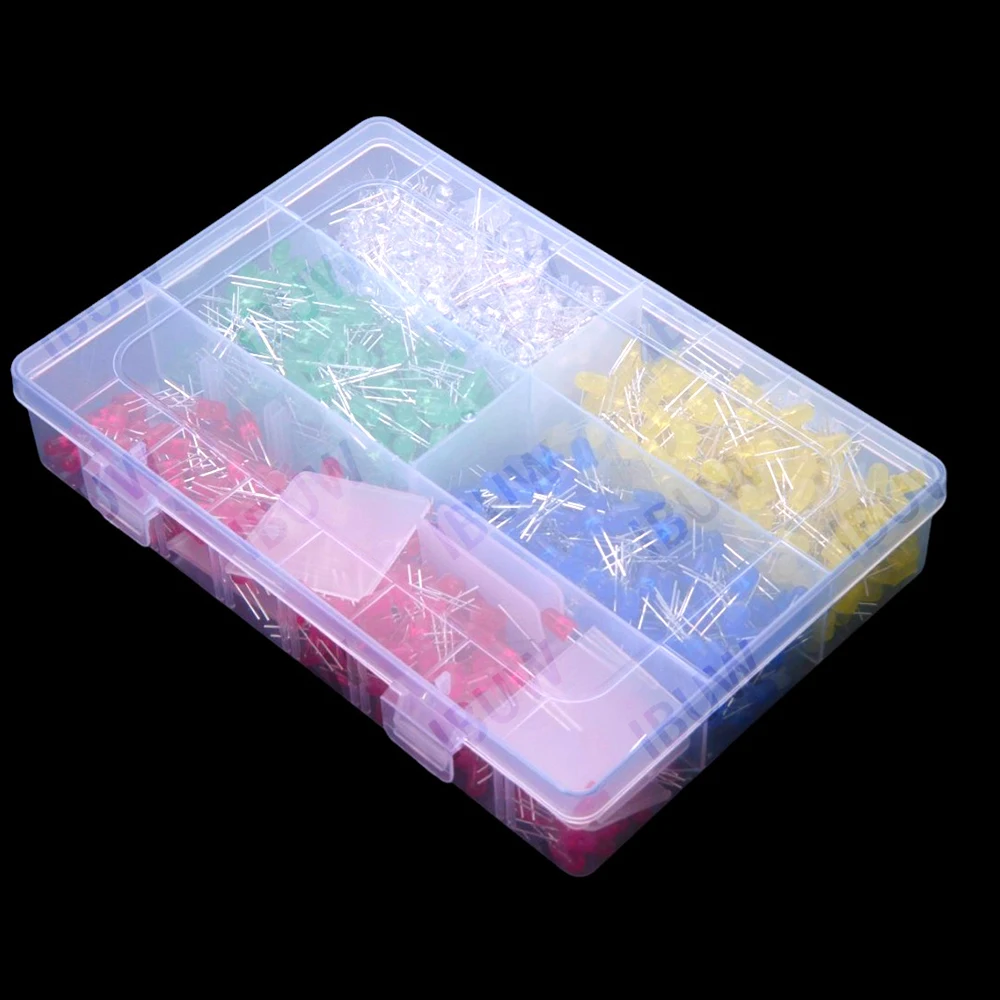 5Values Red Green 1000PCS 5mm LED Light Emitting Diode Red Green Yellow Blue White DIP Each 200PCS