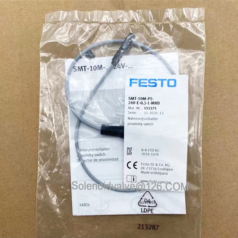 Original FESTO Magnetic Switch SMT-10M-PS-24V-E-0.3-L-M8D 551375 Proximity Switch