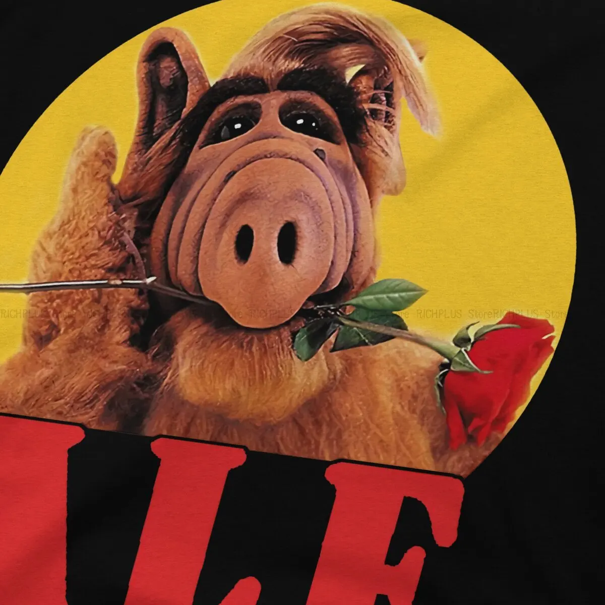 ALF The Animated Series Creative TShirt for Men Rose Round Neck T Shirt Personalize Gift Clothes Tops