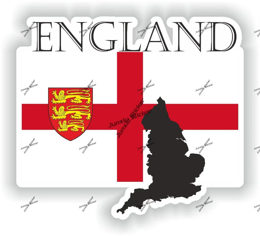 

England Sticker Coat of Arms of England Englander Flag with Graphical Outline Waterproof Decal Decor for SUV Window Car Bike