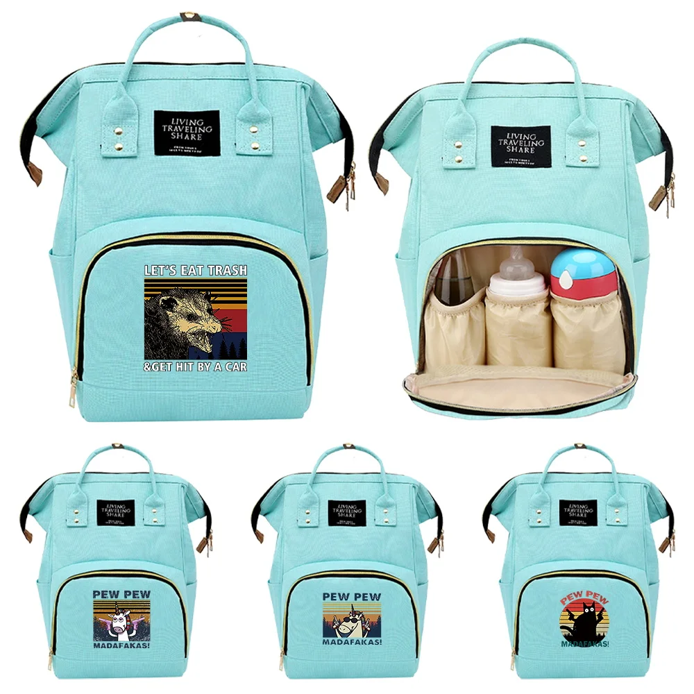 Mommy Bag Nappy Bags Storage Handbag Outdoor Travel Diaper and Bottle Storage Backpack Multi-function Tote Bag Print Pew Pattern