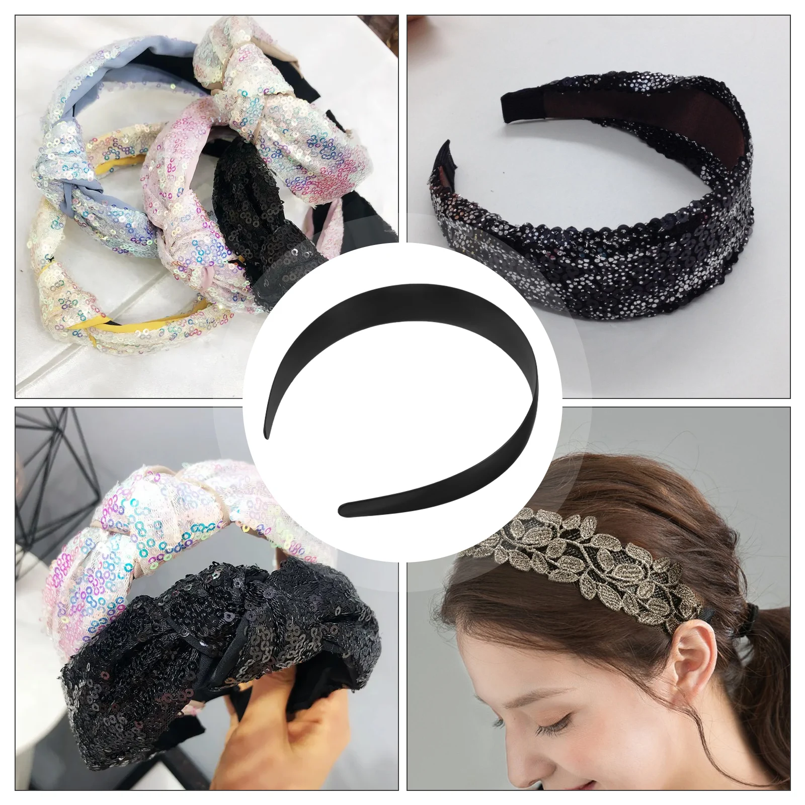 

12pcs Black 3 0x37cm Plain Blank Headband Accessories Women Girls DIY Hair Hoop Material Plastic No Teeth Plain Hairbands