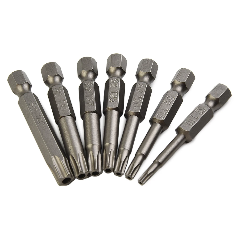 Hollow Bits Screwdriver Bit T10/T15/T20/T25/T27/T30/T40 50mm Length Five Star Kit Magnetic High Quality 7 Pcs/Set