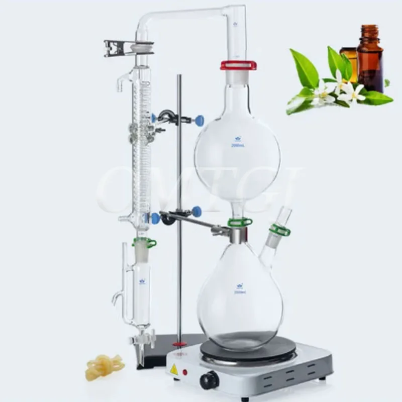 1000/2000ml Essential Oil Extraction Separator Device Dew Distillation Equipment Water Distiller Machine