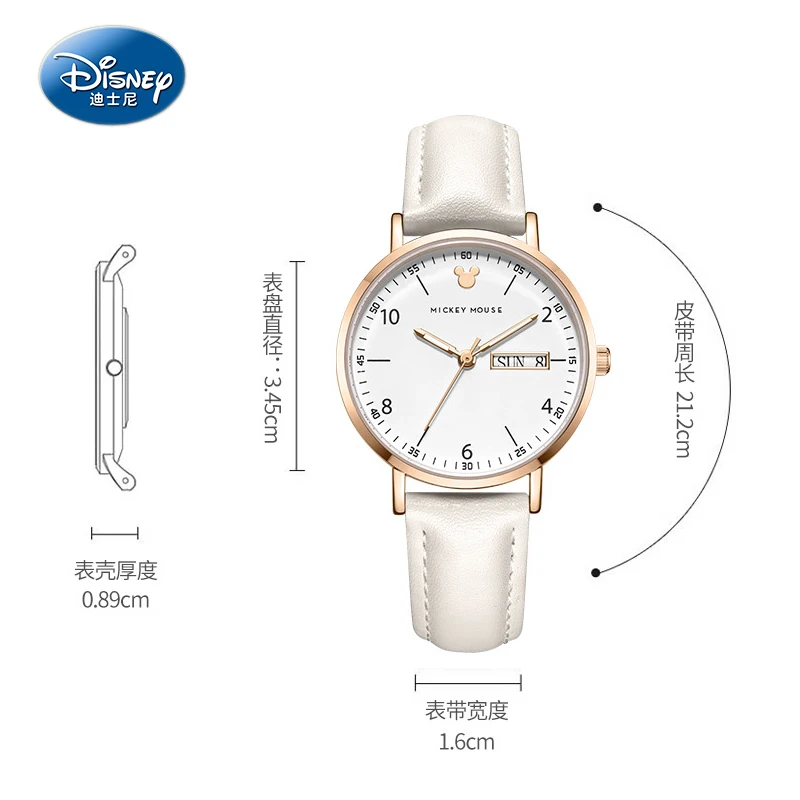 ساعة فحص خاصة للفتيات من ديزني، ساعة يد كوارتز عصرية، تاريخ الأسبوع، عقارب مضيئة، ساعات نسائية عصرية على شكل نجوم السماء للنساء