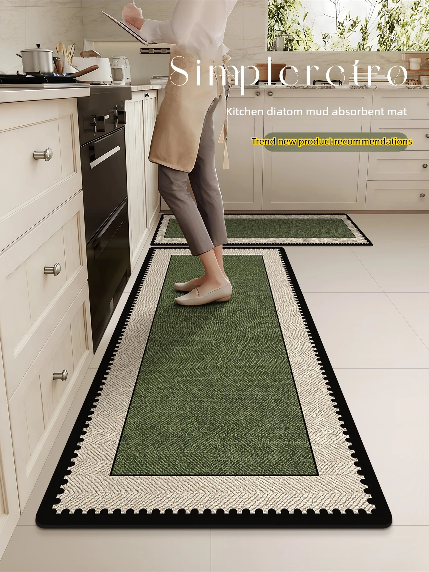 Kitchen Floor Mat - Ili Anti-slip, Water-absorbing, Oil-resistant, Easy To Clean, Suitable for Home Use,   Long Strip Carpet