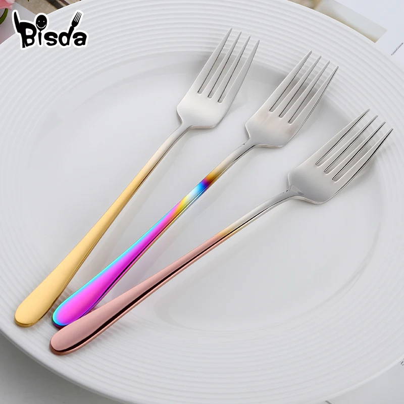 Stainless Steel Dinner Fork,Korean Dessert Forks,Silver Dinnerware,Rose Gold Dessert Fork Kitchen Party Tools