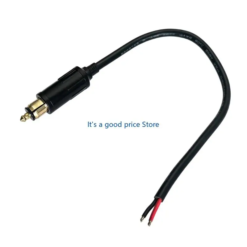 DIN End and Open Wire Side Motorcycle Accessory Power Cable, 14 Wire Size Cord for Lighting and Inflator Wiring