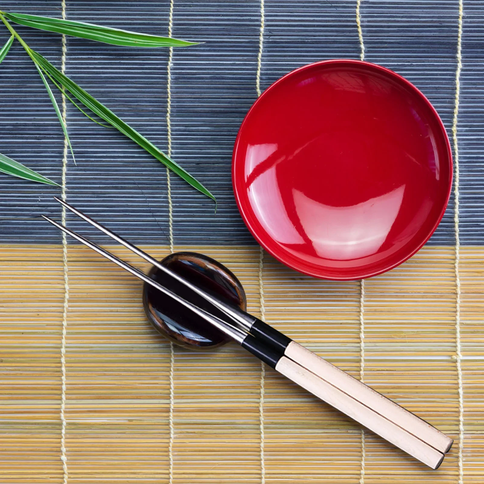 Solid Wood Stainless Steel Sushi Chopsticks - Pointed Sashimi Chopsticks - Professional Restaurant Grade for Fish Meat