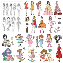 Moda Girl Theme Series Clear Stamps Transparente Silicone Stamp Seal para DIY Cartão Scrapbooking Fazendo Foto Álbum Decoração