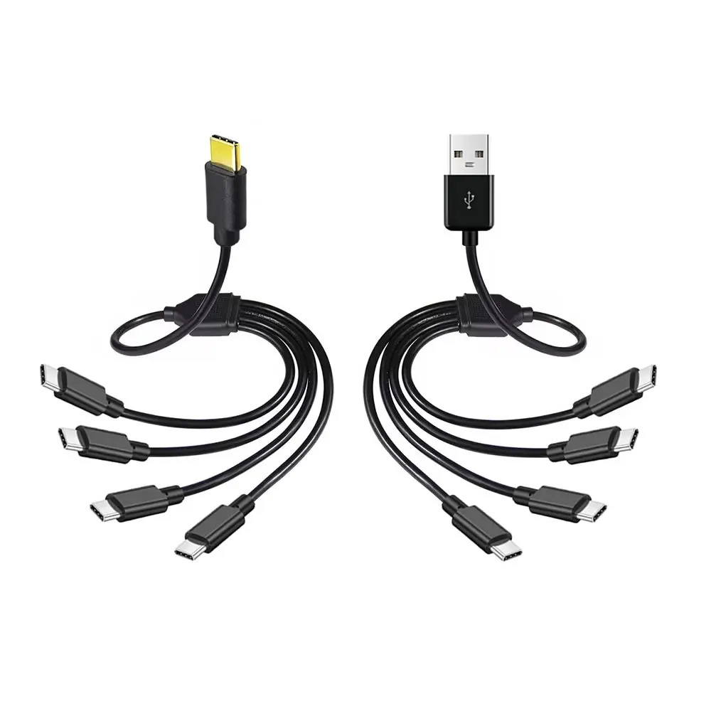 50cm USB-C to Type-C Multiple Charging Cord 20cm USB to 4 in 1 Micro USB Splitter Adapter Cable 5V 4 Port Type C Splitter Cable