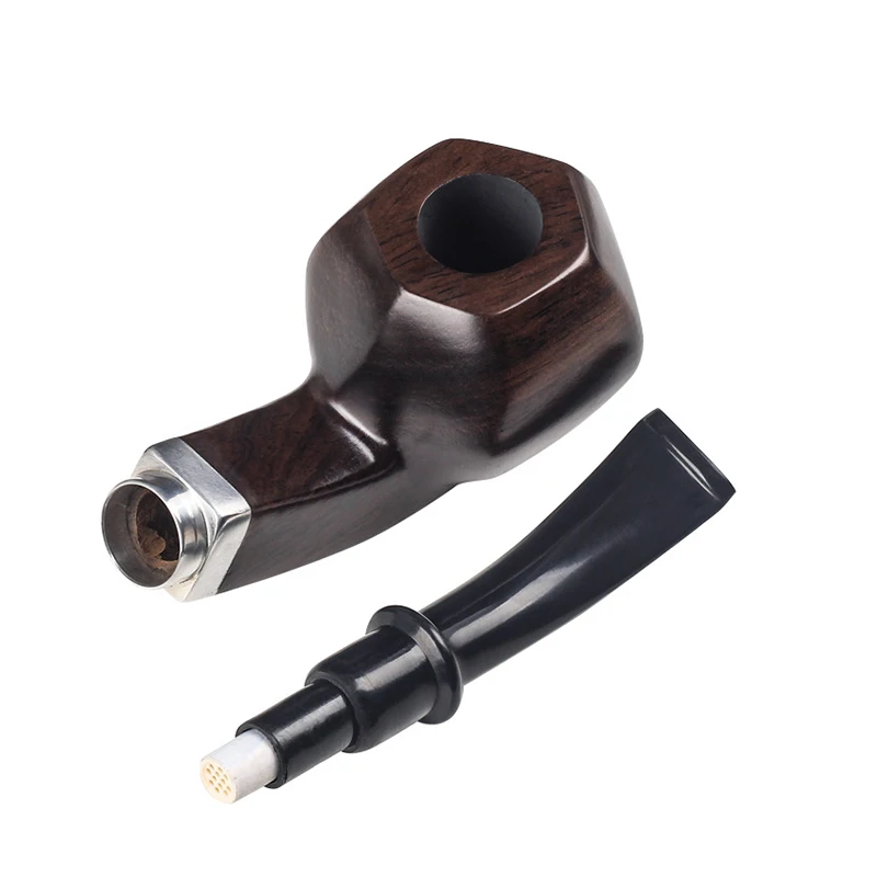 Ebony Wood Tobacco Pipe Pocket Cigarette Filter Wood Pipes Smoking Accessories Wooden Smoke Tobacco Pipe Tools Gifts for Friend