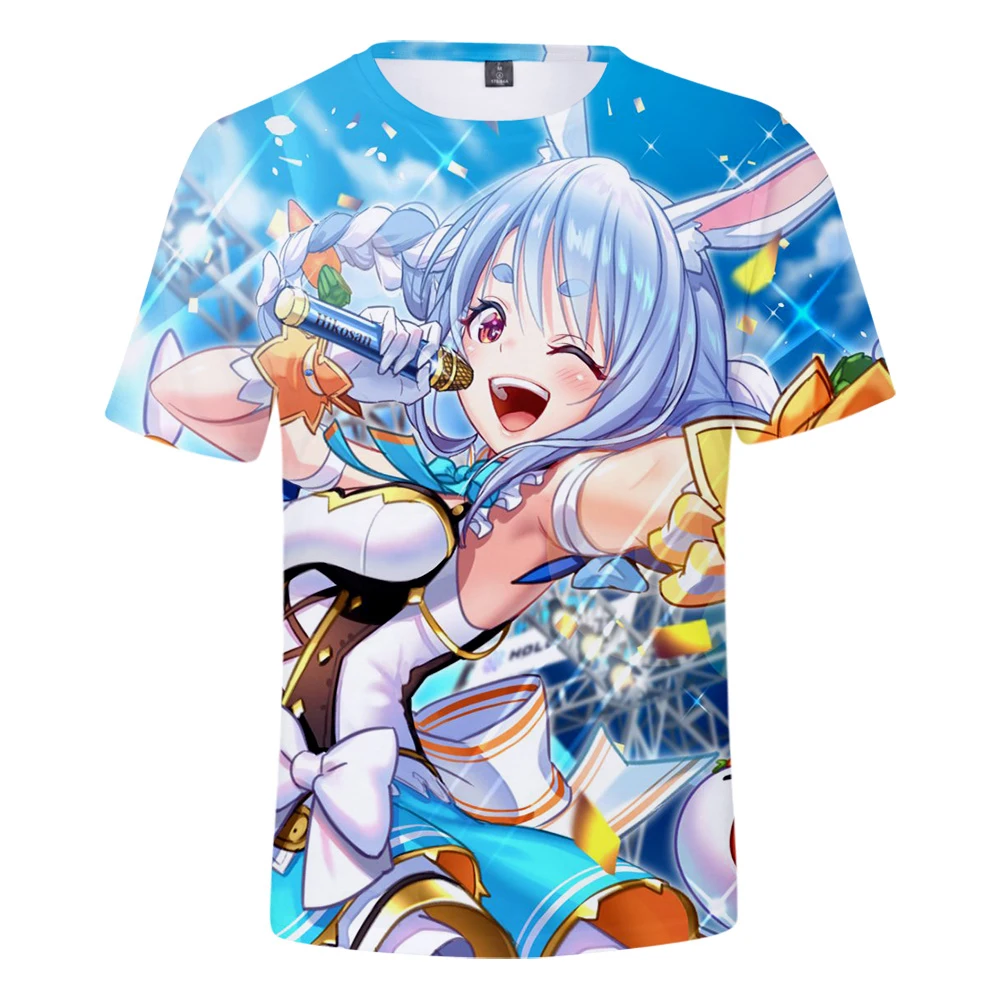 HOLOLIVE VTuber Usada Pekora T-shirt Crewneck Short Sleeve Anime Tee Men Women\'s Tshirt Harajuku Streetwear 3D Clothes