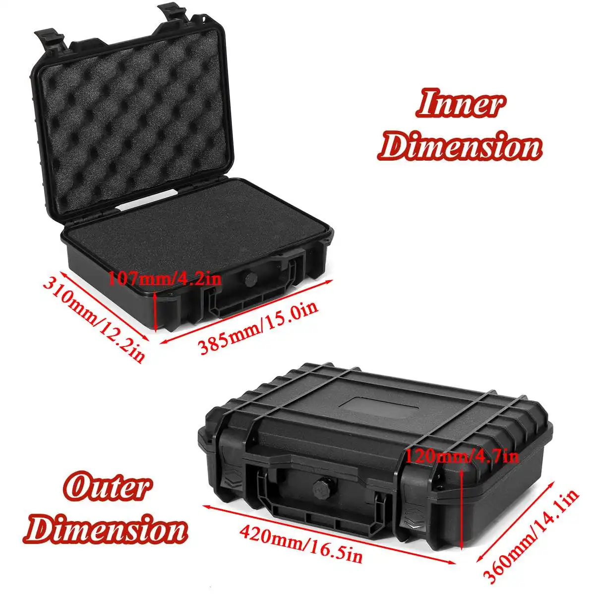 ABS Plastic Safety Equipment Case Waterproof Hard Carry Tool Case Sealed Bag Storage Box Camera Photography with Sponge for Tool