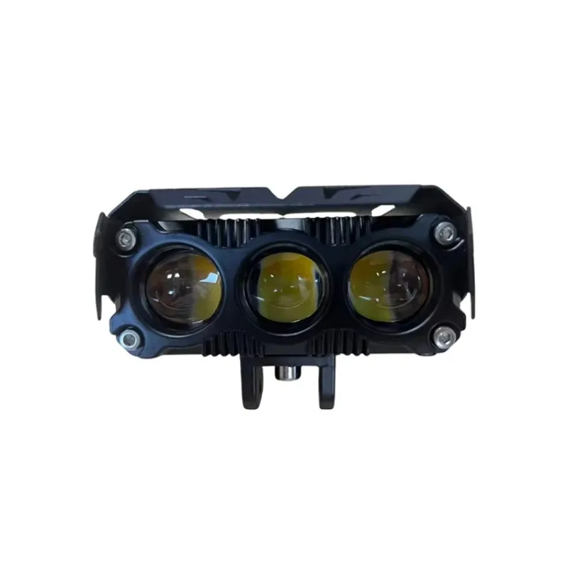 New Aluminium Motorcycle LED Headlight 3Eyes Mini Spotlight | Dual Color High/Low Beam Work Light 12V OEM/ODM Factory Supply