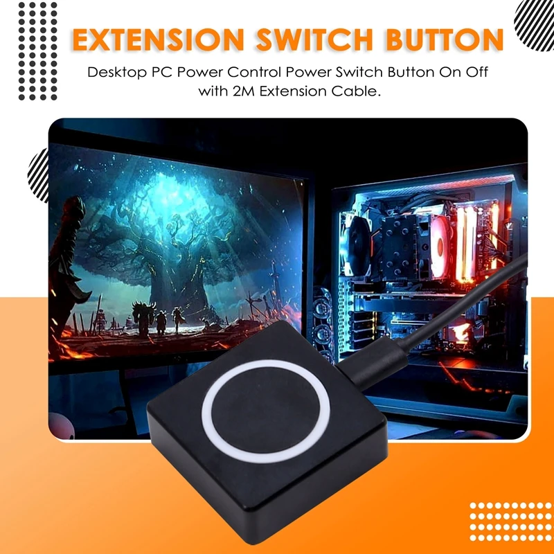 PC Power Button Desktop Power Switch PC External Start Power On/Off Button Magnetic Self-Reset Button Metal Shell RGB