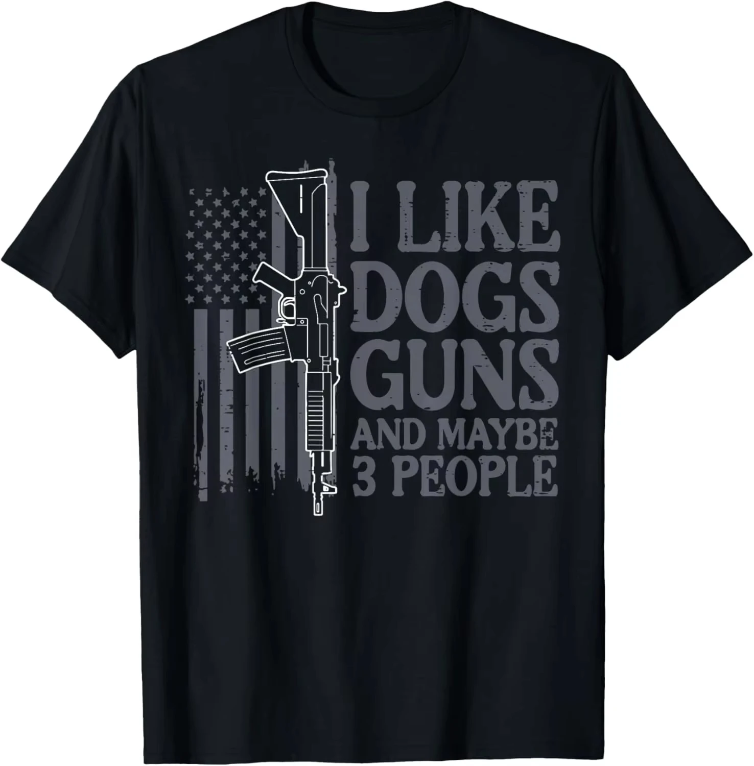 2026 New Tactical Family Matching Unisex Tee Sarcasm Quote I Like Dogs Guns And Maybe 3 People Vintage Graphic Print Casual Tops