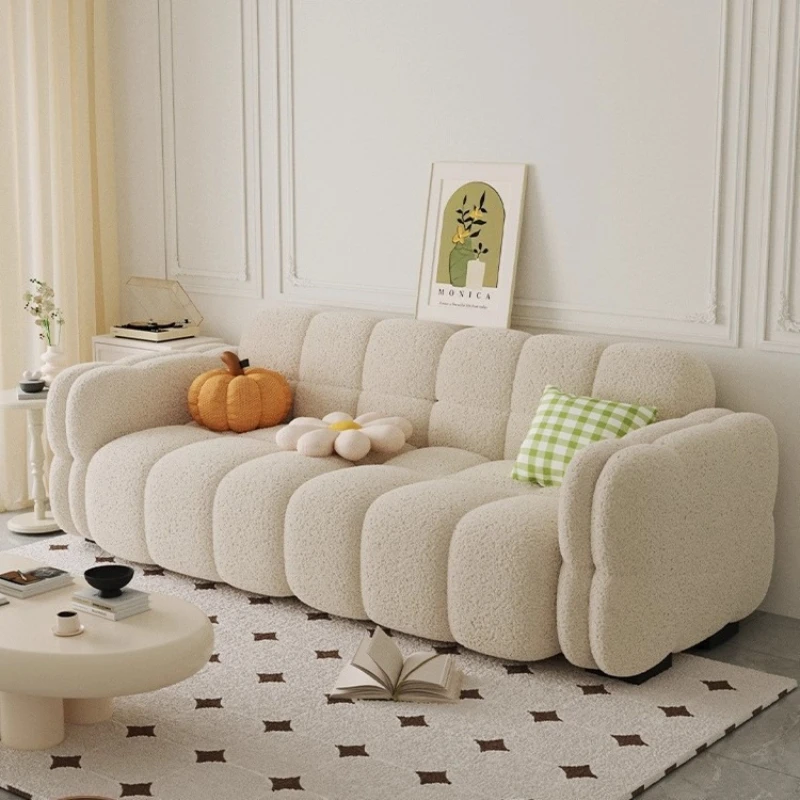Cream wind marshmallow sofa, small apartment rental house, living room Internet celebrity fabric double small sofa