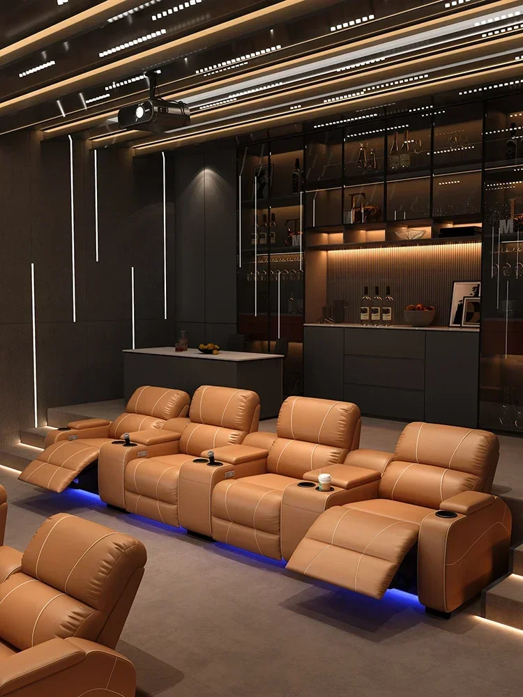 Private villa Home cinema sofa seats electric leather head layer cowhide feature movie hall video room video room viewing