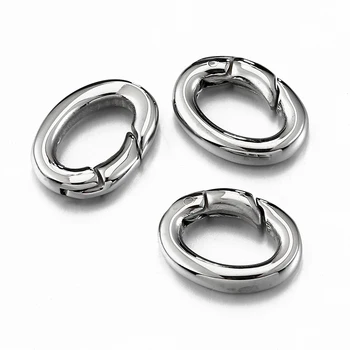 2Pcs/1Pc สแตนเลสฤดูใบไม้ผลิกุ้งก้ามกรามรูปไข่สำหรับพวงกุญแจ Keyring ขัดแหวน Carabiner เครื่องประดับทำ DIY