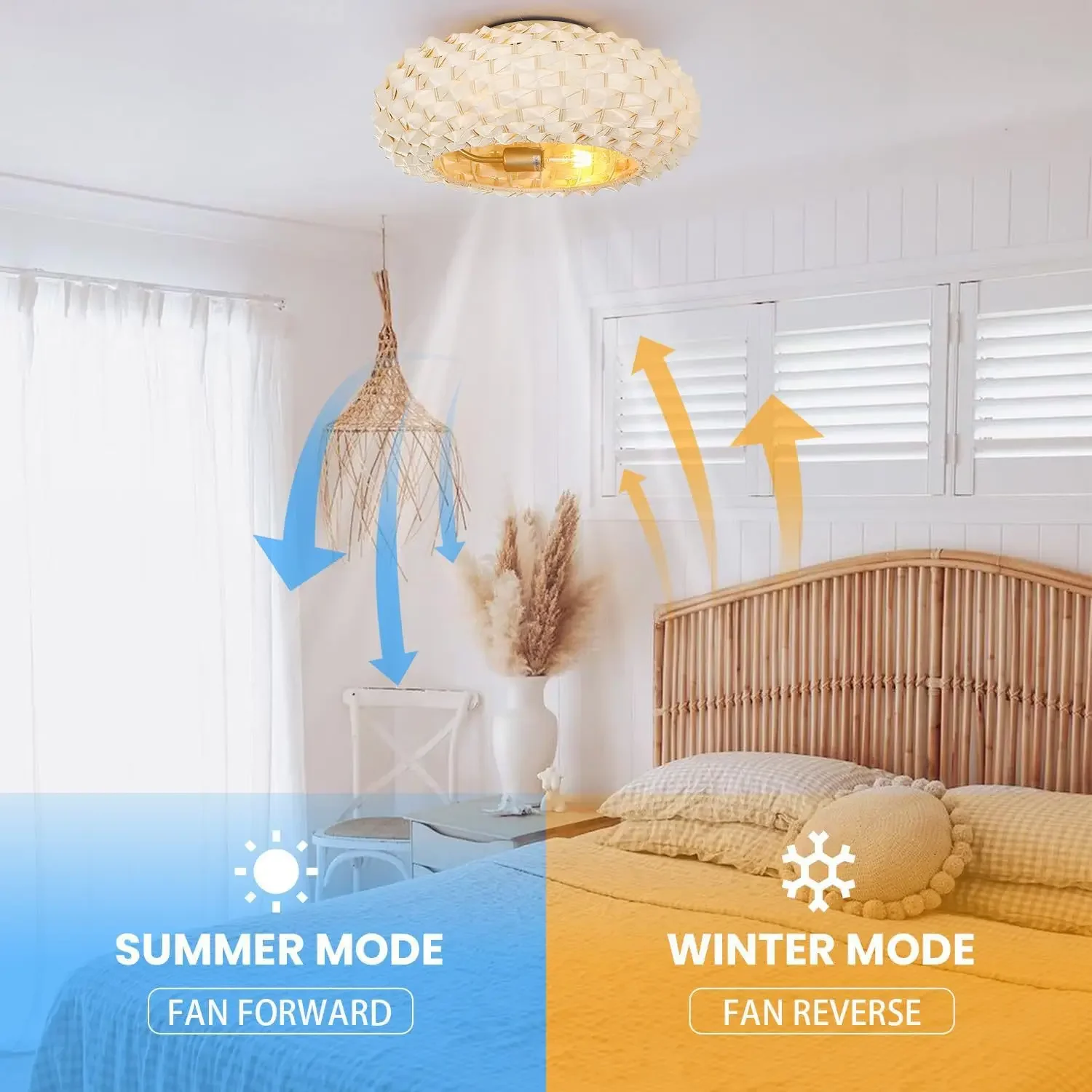 2024 New Remote Control Silent Invisible Fan Light LED Ceiling Fan Light Bedroom Living Room Energy saving and Energy saving