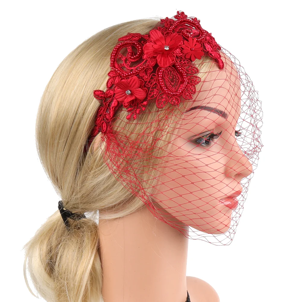 Flower Fascinator Mesh Lace Headband Wedding Dress Dresses Hair Fascinators for Women Hats White Women\'s