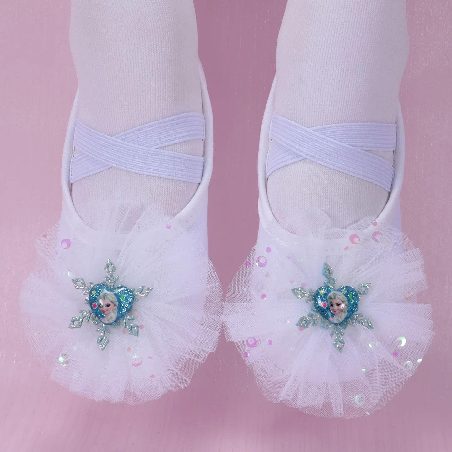 Chaussures de Ballet pour filles, pantoufles de danse à semelle souple, Elsa, chaussures de ballerine de gymnastique pour enfants, chaussures blanches, taille 23-39
