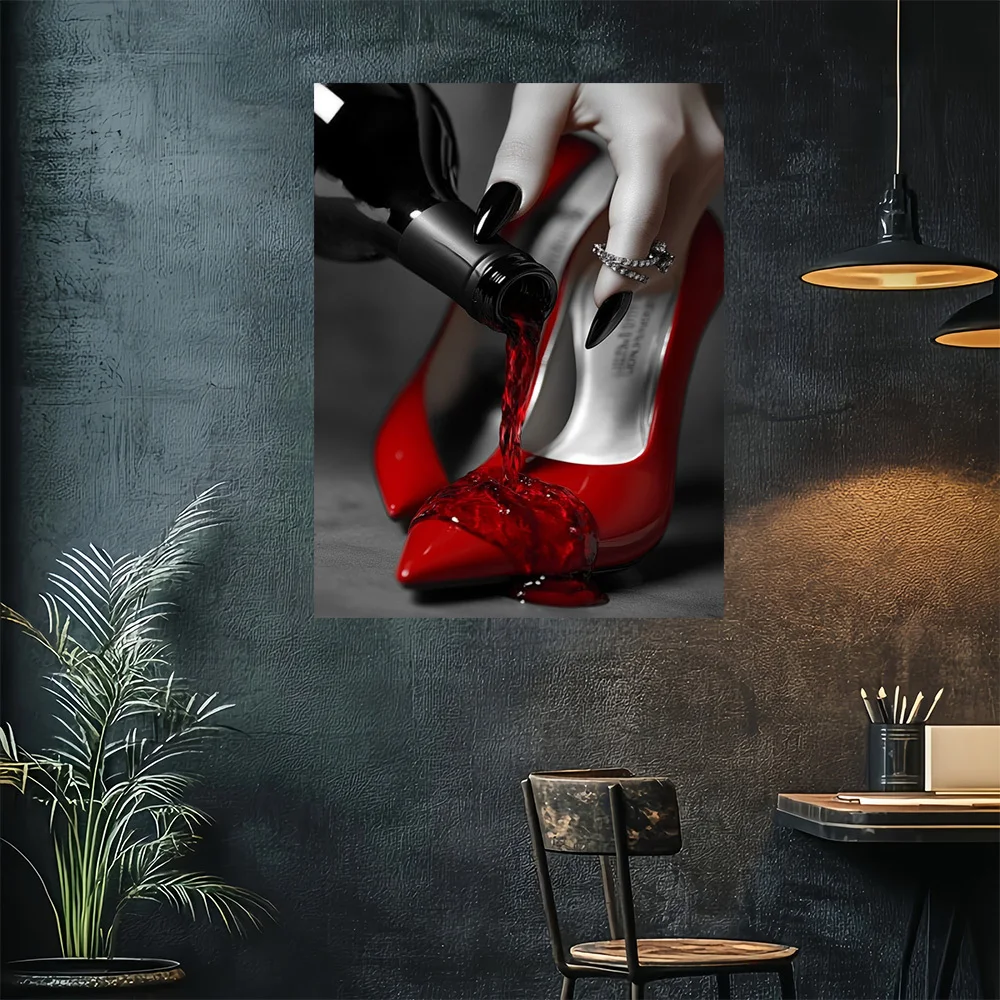 Red High Heels with Wine 500/1000/1200/2000 PCS Jigsaw Puzzles Family Activity Games for Gameroom Bedroom Gifts Frameless