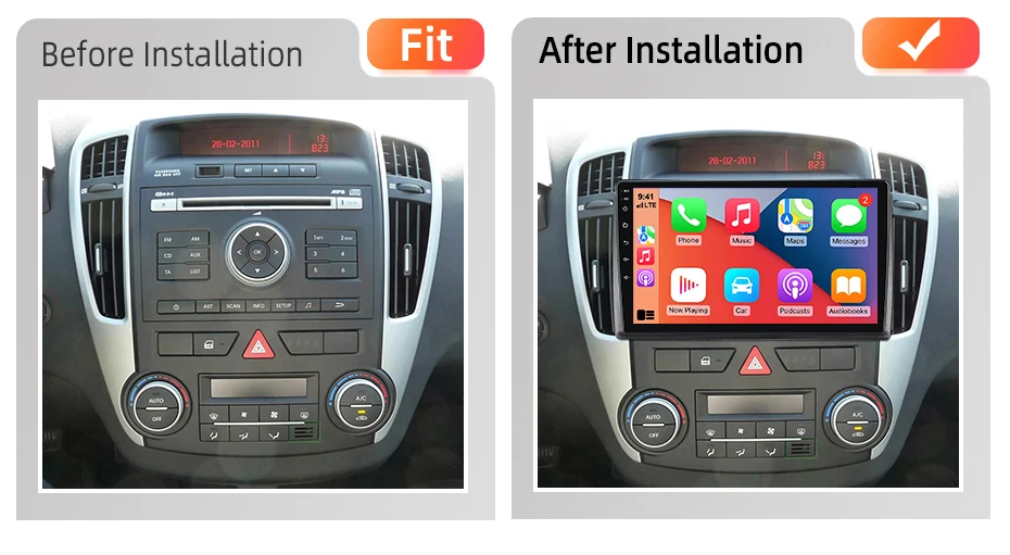 AWESAFE 9-Zoll-Android-Radio für KIA CEED 2007-2012, kabelloses CarPlay & Android Auto, GPS-Navigation, Multimedia, Unterstützung für Lenkradsteuerung, Subwoofer, Verstärker, Rückfahrkamera, EU Plug-and-Play, DAB+, digitales Autoradio, 2-DIN-Autoradio, Stereo, RDS, DSP, FM, WIFI, 4G, BT – Detail 4