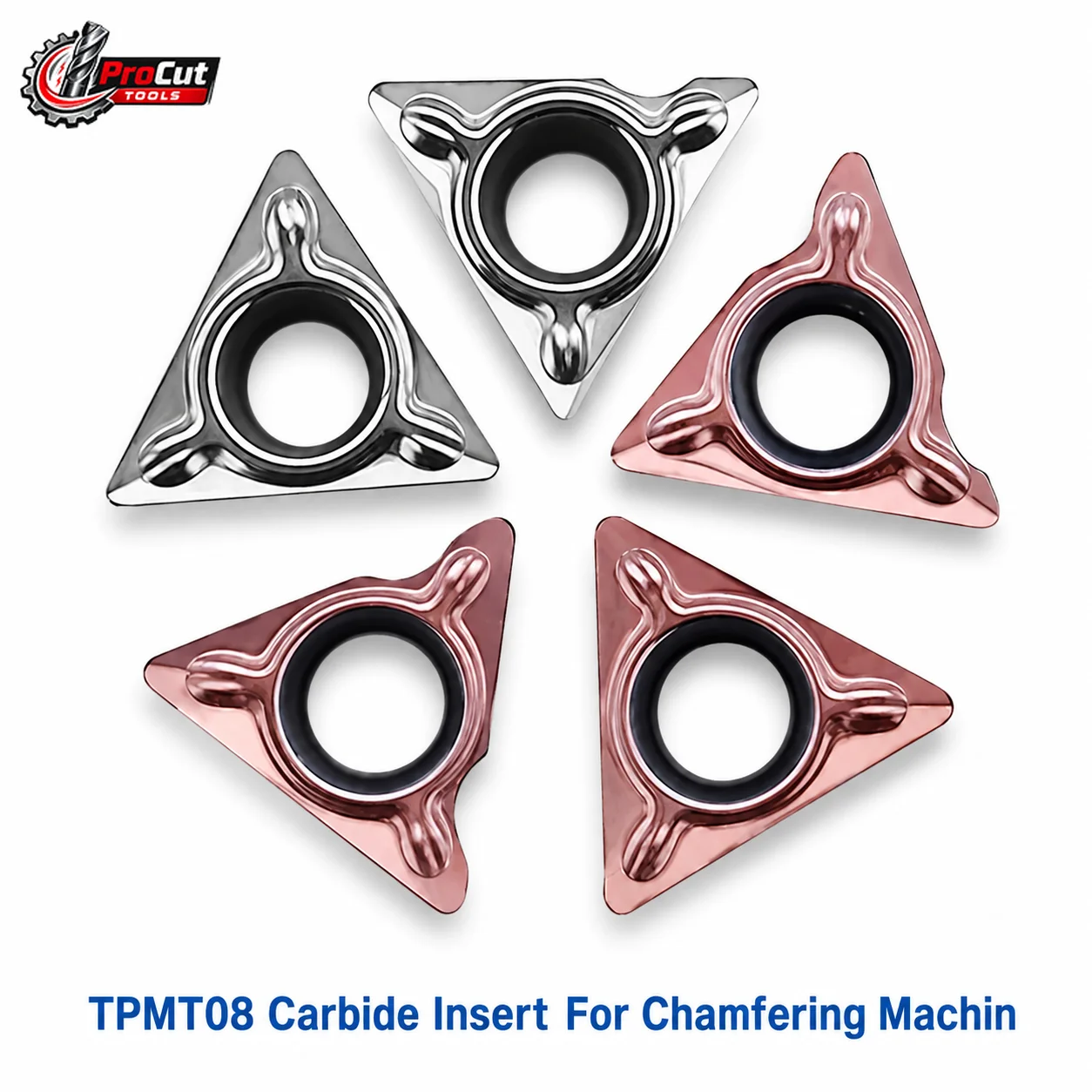 TPMT080204 Coated Carbide Insert For Pneumatic Chamfering Machine C‑R Angle Tip For Steel Aluminum Bearing Parts Chamfer