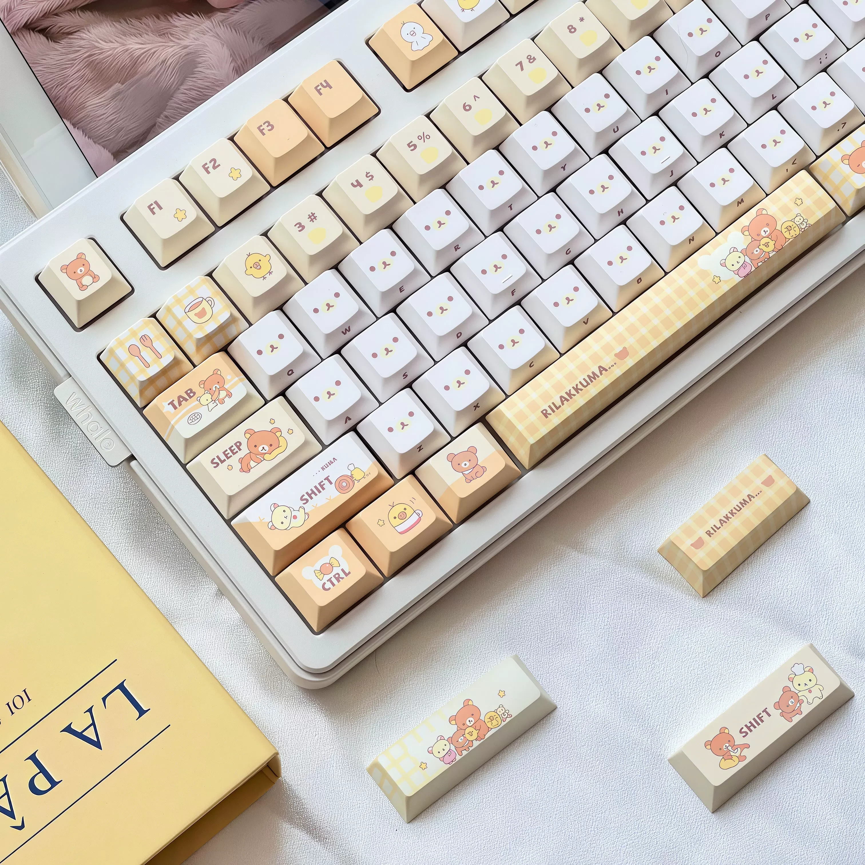 Cute Cartoon Bear Keycap Set 120 Keys Cherry Profile PBT Five-Side Dye-Sublimated MX Switch Gaming Mechanical Keyboard Keycap