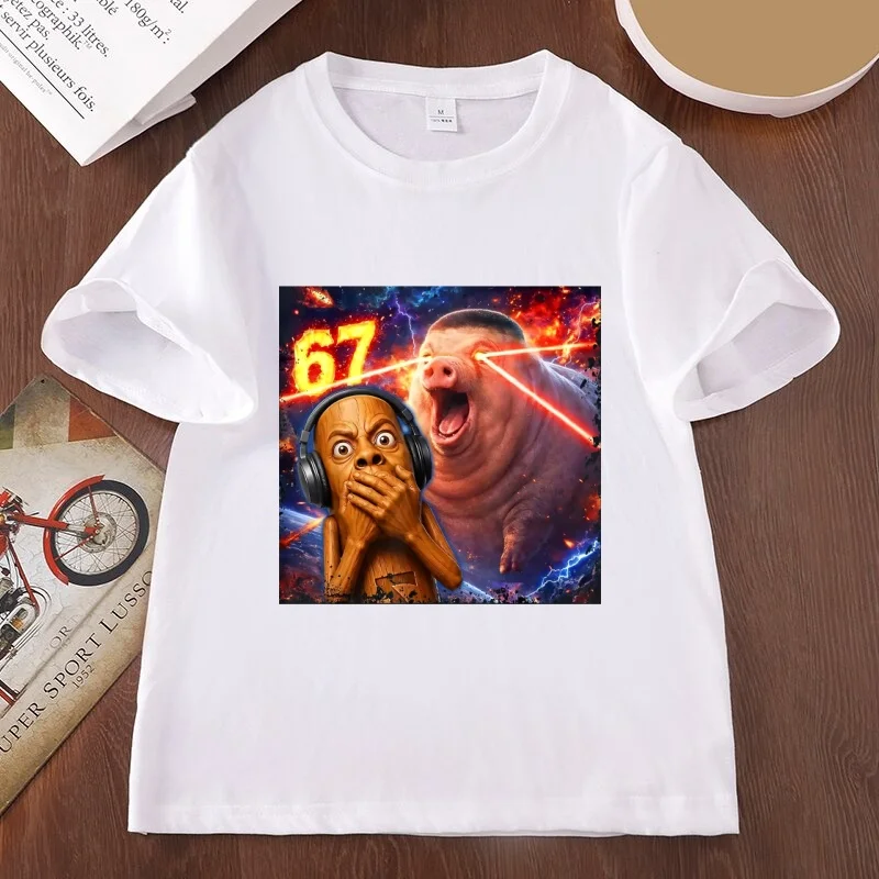 Halloween T-shirts Christmas Men's Casual Classic Short-Sleeve T Shirts Funny Tung Speed John Pork 67 Meme T Shirt Cotton Round