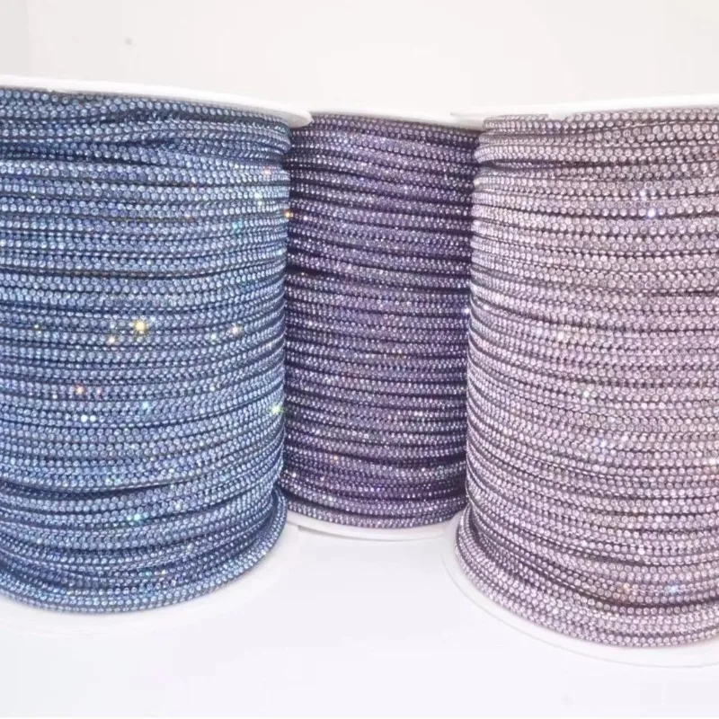 50Yards ,Fashion Full Diamond Round Tube Adhesive Jewelry Handmade DIY Jewelry Accessories Clothing Shoes Decoration Accessories